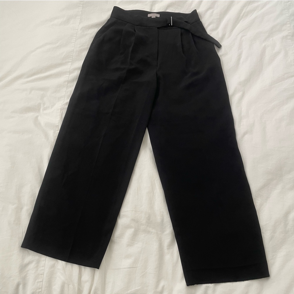 H&M Wide Leg Trousers with Belt in Black